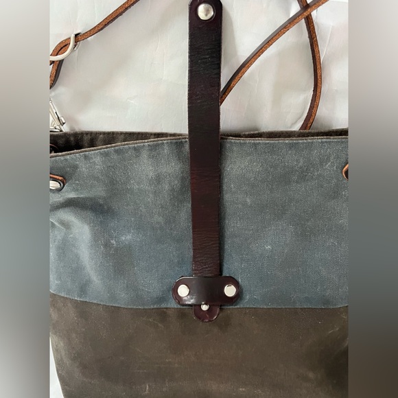 WAXT by BABS waxed canvas & leather Crossbody Messenger bag purse satchel tote - Picture 7 of 13